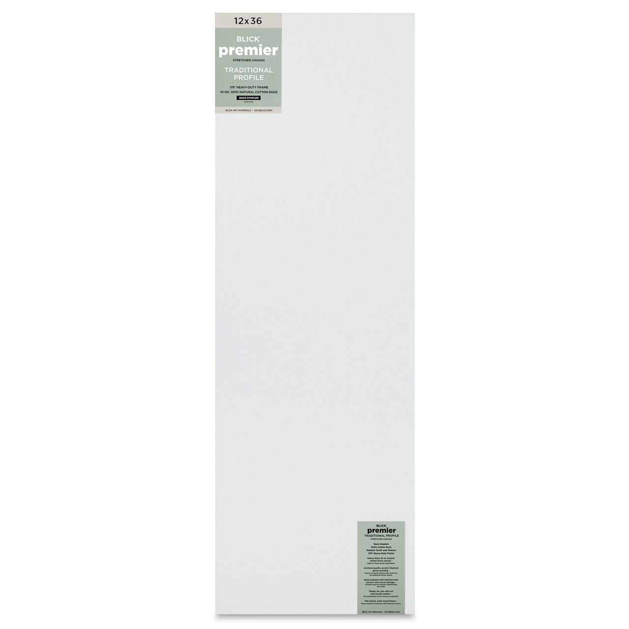Blick Premier Stretched Cotton Canvas - Traditional Profile, Back-Stapled, 12" x 36"